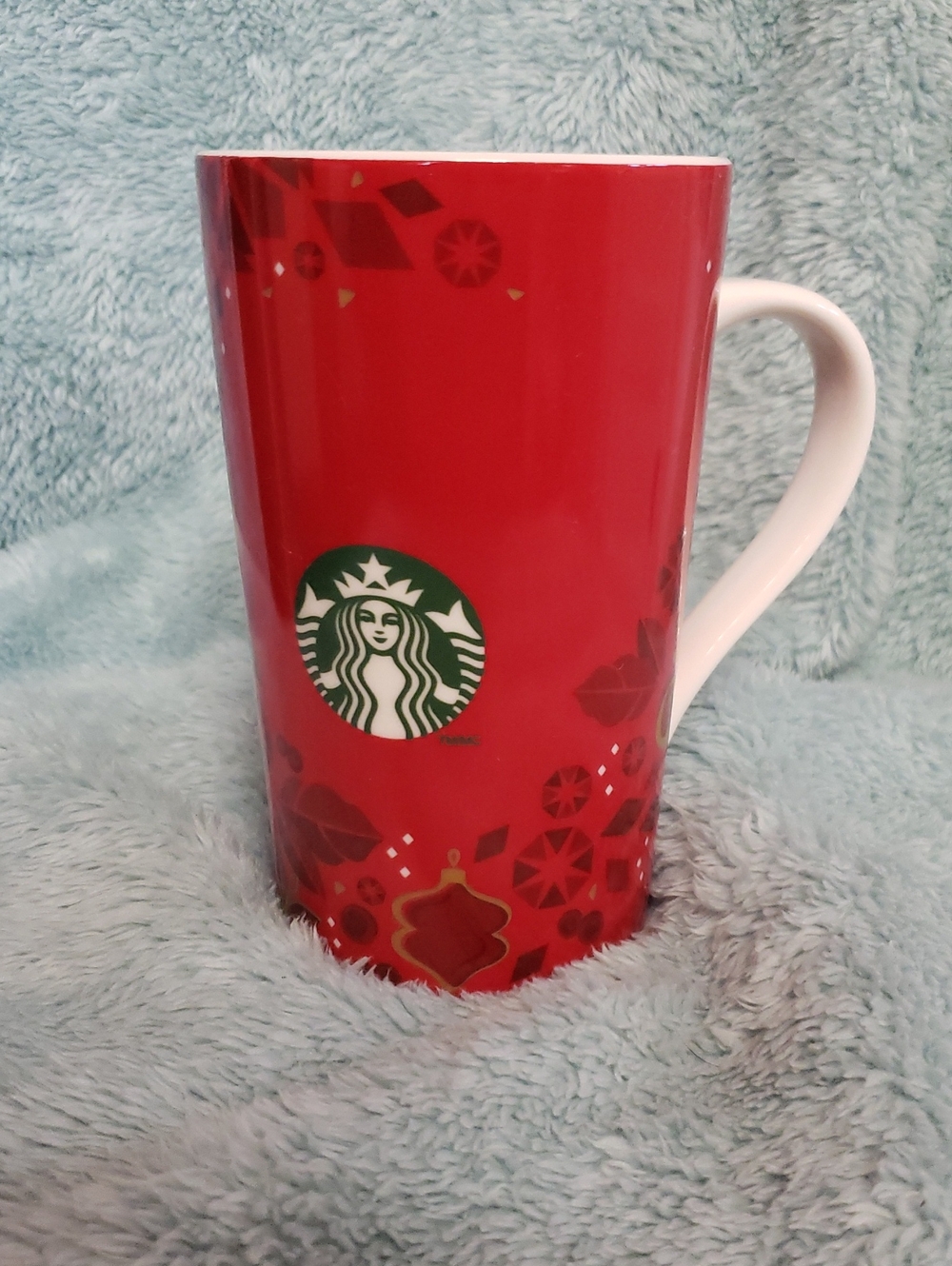 Starbucks Red Ceramic Holiday Mug with Green Logo